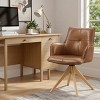 Art Leon Luxury Top Grain Genuine Leather Swivel Accent Office Chairs with Wood Legs - 3 of 3