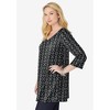 Woman Within Plus Size Perfect Printed Three-Quarter-Sleeve V-Neck Tunic - 4 of 4