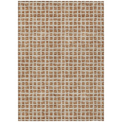 Orange Beige And Copper Geometric Washable Indoor Outdoor Area Rug