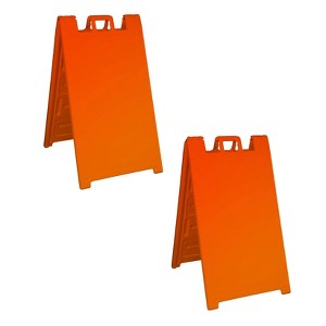 Plasticade 130-O Signicade A Frame Plain Portable Folding Sidewalk Sign, Orange (2 Pack) - 1 of 2