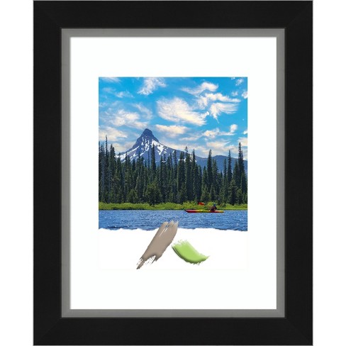 Amanti Art Eva Black Silver Narrow Wood Picture Frame Opening Size 11x14  In. (matted To 8x10 In.) : Target