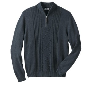 Liberty Blues by KingSize Shoreman’S Quarter Zip Cable Knit Sweater - 1 of 4