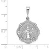 Black Bow Jewelry 14k White Gold Textured Fire Rescue Shield Pendant - 3 of 4