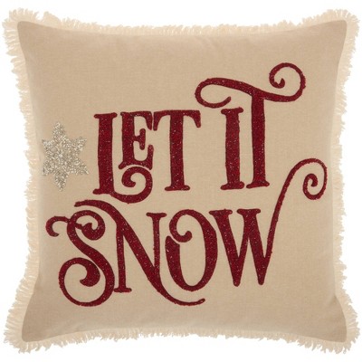 18"x18" Let It Snow Christmas Square Throw Pillow Red - Mina Victory