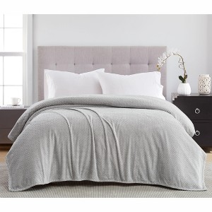Kate Aurora Ultra Soft & Plush Oversized Queen Herringbone Embossed Fleece All Season Blanket - 1 of 1