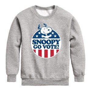 Boys' - Peanuts - Snoopy Go Vote Graphic Long Sleeve Fleece Sweatshirt - 1 of 4