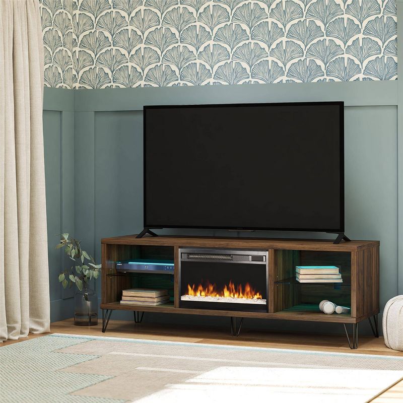 Concord Fireplace TV Stand for TVs up to 70&#34; Walnut - Novogratz, 4 of 9