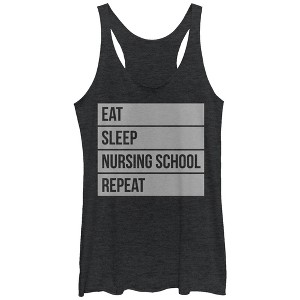 Women's CHIN UP Eat Sleep Nursing School Repeat Racerback Tank Top - 1 of 3
