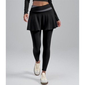 Coolmee Skirted Leggings for Women Tennis Yoga Pleated Leggings with Skirt - 1 of 3