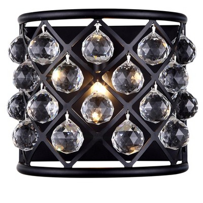 Elegant Lighting Madison 1 light Matte Black Wall Sconce Clear Royal Cut Crystal
