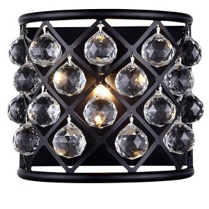 Elegant Lighting Madison 1 light Matte Black Wall Sconce Clear Royal Cut Crystal - 1 of 3