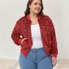 Anna-Kaci Women's Plus Size Sequin Zip-Up Bomber Jacket with Pockets - 4 of 4