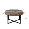 Farmhouse Vintage Octagonal Coffee Table with Metal Cross Legs,29 Inch Patchwork Wood Top Centerpiece for Living Room-Baofuwish - 4 of 4