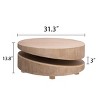 Round Wood Coffee Table,31.3" Modern Two-Tier Accent Table for Living Room,Natural Finish Minimalist Centerpiece-Baofuwish - 4 of 4