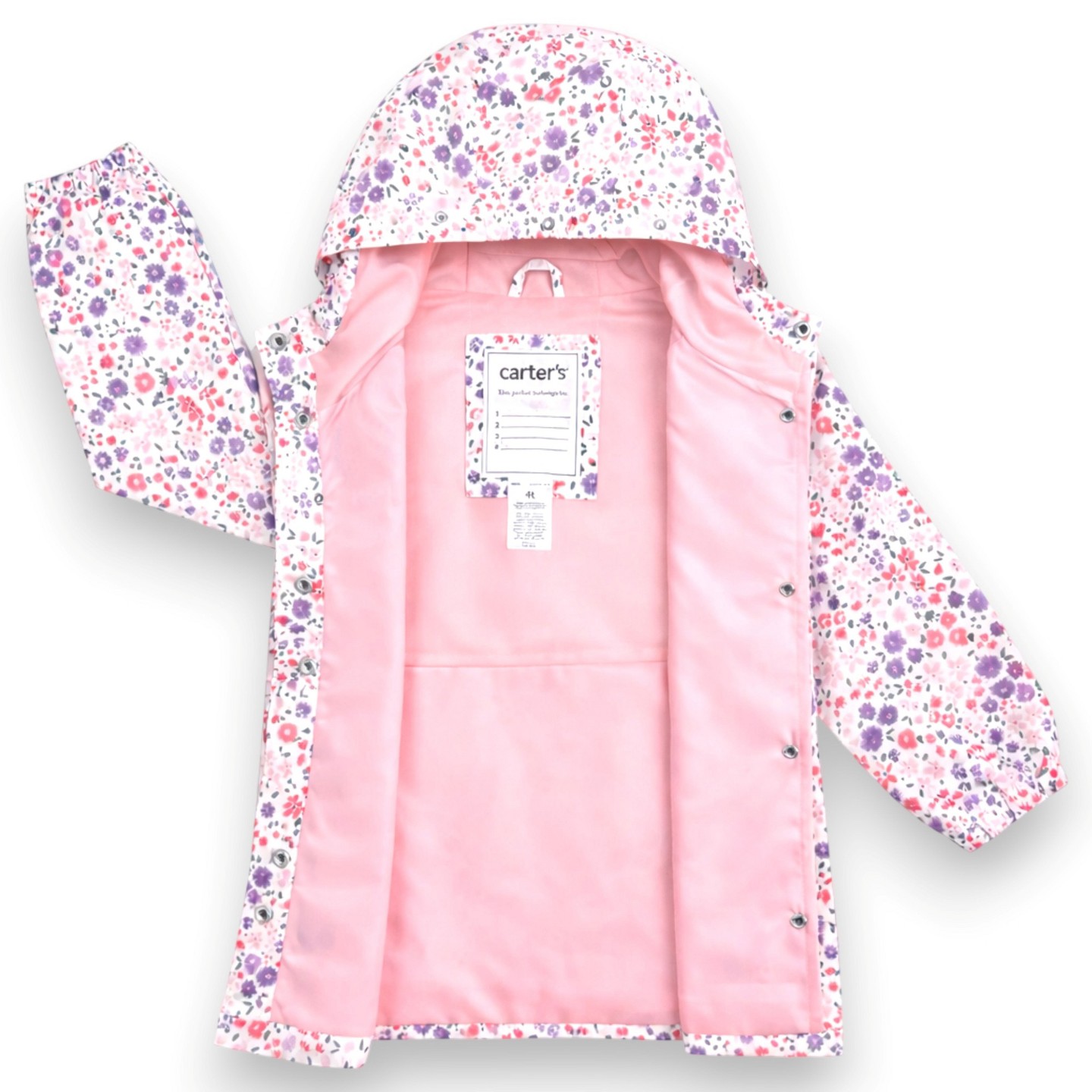 Куртка Carter's Splish-Splash Lightweight Rainslicker Rain Jacket, Ditsy Floral для девочек, цвет: С принтом — фото 2