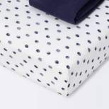 Fitted Jersey Crib Sheet Dots and Solid Navy Blue - Cloud Island™ - Navy - 2pk