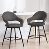 Bekrvio Swivel Counter Height Bar Stools Set of 2/4,26" Kitchen Bar Chairs w/Hollow Back,Faux Leather/Velvet Upholstered for Kitchen Island - 2 of 4