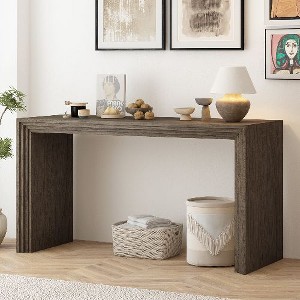 PAGED Paulownia Veneer Striped Console Table for Entryway, Elegant Entryway Sofa Side Table, Solid Wood Entryway Table, Sofa Table - 1 of 4