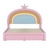 NicBex Twin/Full Upholstered Bed Frame with Rainbow Design Headboard for Kids,Velvet Princess Platform Bed with Storage Drawer,No Box Spring Needed - 4 of 4