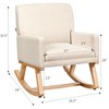 Costway Mid Century Rocking Chair Upholstered Armchair w/ Lumbar Support BeigeGray - image 3 of 4