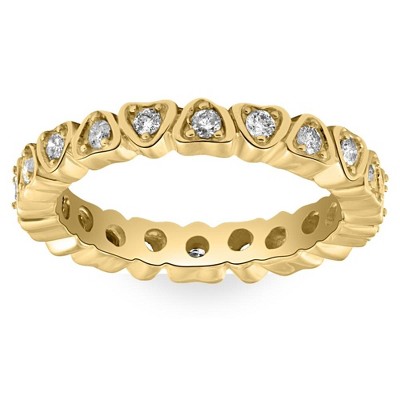 Pompeii3 1/2CT Diamond Heart Eternity Ring in White, Yellow, or Rose Gold