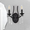 PAKOKULA 2-Light Black Vintage Candlestick Wall Sconce with Crystal Pendant - 3 of 4