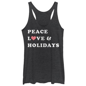 Women's CHIN UP Christmas Peace & Love Racerback Tank Top - 1 of 3