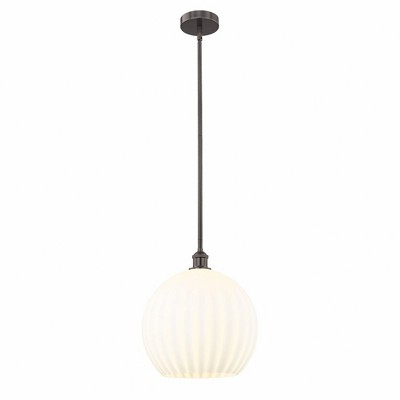 White Venetian - 1 Light Stem Hung Pendant In Modern Style-16.13 Inches Tall and 13.75 Inches Wide