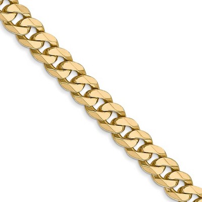 Black Bow Jewelry Men's 5.75mm 14k Yellow Gold Solid Beveled Curb Chain Necklace