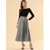INSPIRE CHIC Women's Party Elastic Waist Metallic Shiny Accordion Pleated Midi Skirt - 3 of 4