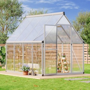 6 ft x 7 ft Aluminum Polycarbonate Walk-In Outdoors Greenhouse for Outdoors, Garden - 1 of 4