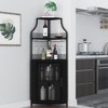 5-Tier Corner Bar Cabinet with Glass Holder & Barn Door, Farmhouse Liquor Storage with Adjustable Shelf for Kitchen, Dining Room, Home Bar, Black - 4 of 4