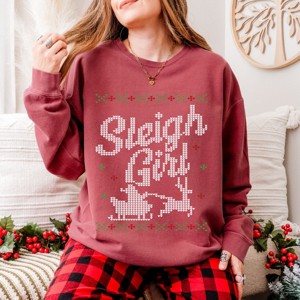 Simply Sage Market Ugly Sweater Sleigh Girl Lightweight Garment Dyed Sweatshirt - 1 of 4