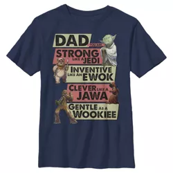 Boy's Star Wars Dad You are Strong Inventive Clever Gentle  T-Shirt - Navy Blue - Small