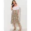 INSPIRE CHIC Women's Chiffon Elastic Waist Ruffle Tiered Flowy Midi Floral Printed Skirts - 2 of 4