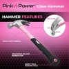 Pink Power 16oz Small Pink Hammer - All Purpose Mini Claw Hammer for Womens DIY and Craft with Slip Resistant Handle for Girls Ladies Tools - 2 of 4