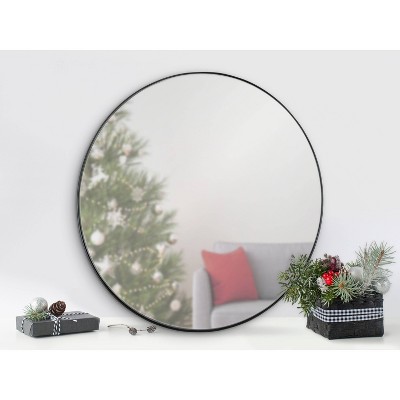 Elegant 26.5" Rollo Round Iron Wall Mirror in Black