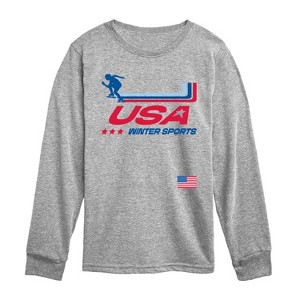 Boys' - Instant Message - Usa Winter Sports Oversized Long Sleeve Graphic T-Shirt - 1 of 4