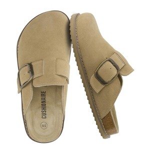 CUSHIONAIRE Women's Blain Genuine Suede Slip-On Clogs with + Memory Foam & Chic Buckle Mule - Comfortable, Non-Slip, Wide Widths Available - 1 of 4