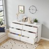 SKONYON Dresser with 6 Drawers Large Wooden Dresser Horizontal Storage Organizer for Bedroom - 2 of 4