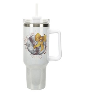 Elanze Designs 40 Ounce Stainless Steel Double Wall Insulated Glitter Travel Tumbler With Handle, Straw, and Lid, Baseball Red Paint Splatter White - 1 of 1