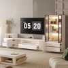 ATJafurn Modern 3 Piece Living Room Entertainment Center Set Includes TV Stands, Glass Display Cabinet and Nightstand For 85 Inch TV, White - 2 of 4