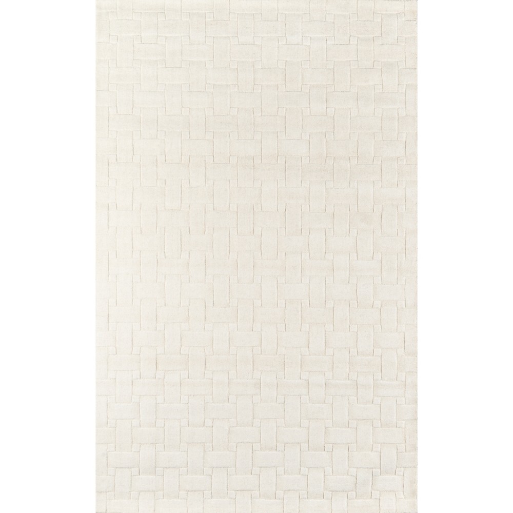 Ivory Basketweave 100% Wool Area Rug 8'x11' - Momeni