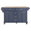 Wood Top Kitchen Island Cart with Wheels, 4 Doors & 5 Drawers, Rolling Storage Cabinet for Kitchen or Dining-The Pop Home - 3 of 4