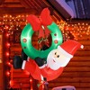 Costway 4 Ft Blow up Santa Claus with LED Lights & Christmas Wreath Christmas Inflatables - 2 of 4