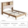 Bohemian Rattan Bed Frame, Rattan Bed Frame with Sliding Door Shelf Headboard, Solid Wood Foundation and Silent Slats. - 2 of 4