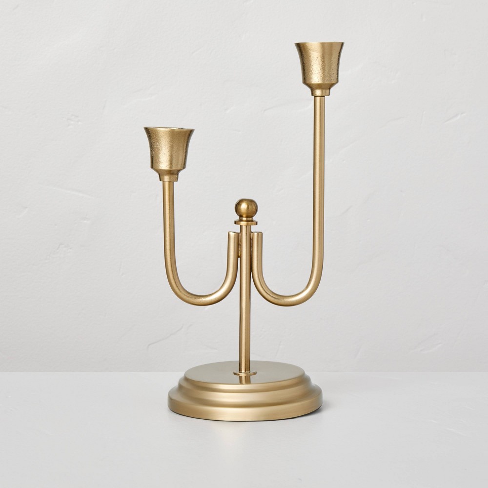 Staggered Metal Taper Candelabra Brass Finish - Hearth & Hand with Magnolia