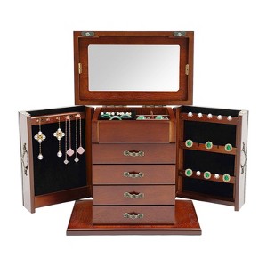 YIYIBYUS Wooden Jewelry Box, Desktop Jewelry Organizer With 4 Drawers - 1 of 4