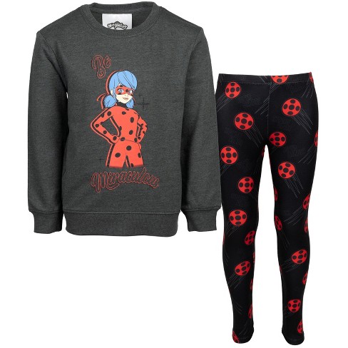 Miraculous Ladybug Little Girls Pullover Hoodie And Leggings Outfit Set Grey Black 4 Target