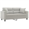 vidaXL 3-Seater Sofa with Pillows Couch Settee Dark Gray Microfiber Fabric - 3 of 4